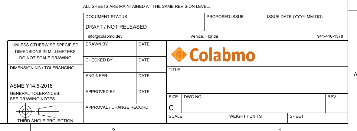 Draft title block with revision and approval fields